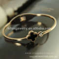 Pulseiras de pulseira de jóias de trevo sorte, pulseira de ouro rosa banhado em titânio de aço